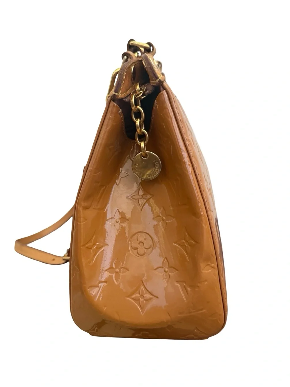 Louis Vuitton Vernis Brea GM Bronze Patent Leather Satchel Shoulder Bag